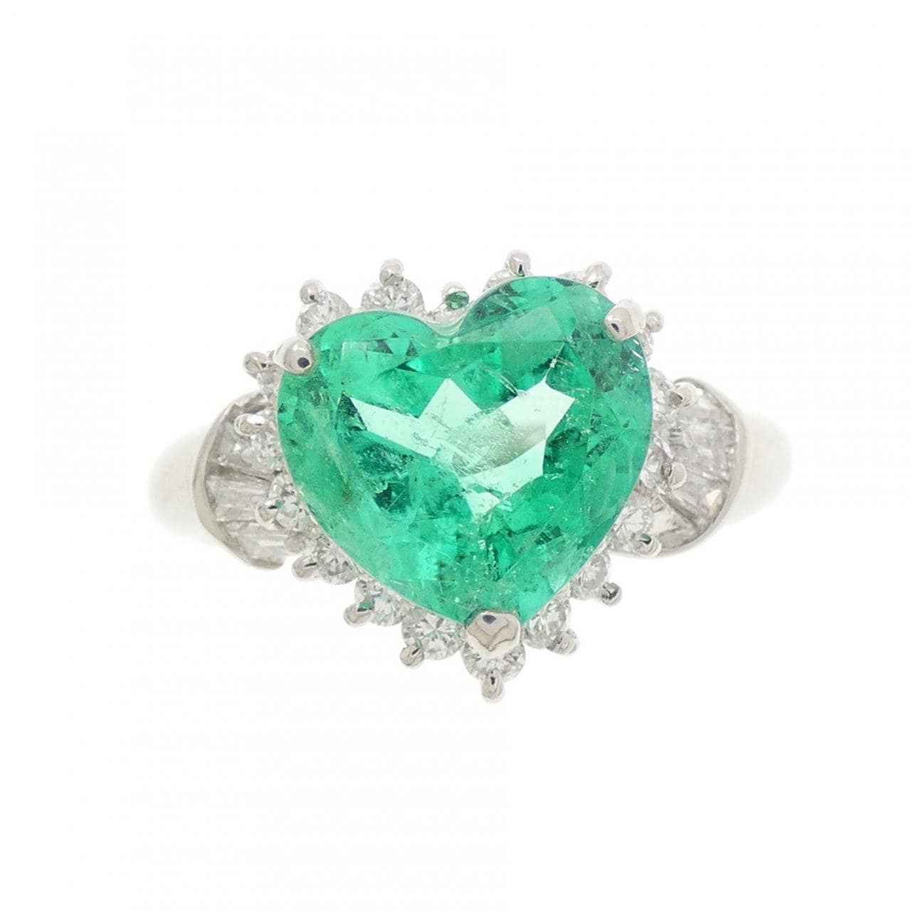 PT900 ハート エメラルド リング 2.32CT