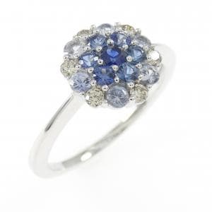 K18WG フラワー サファイヤ リング