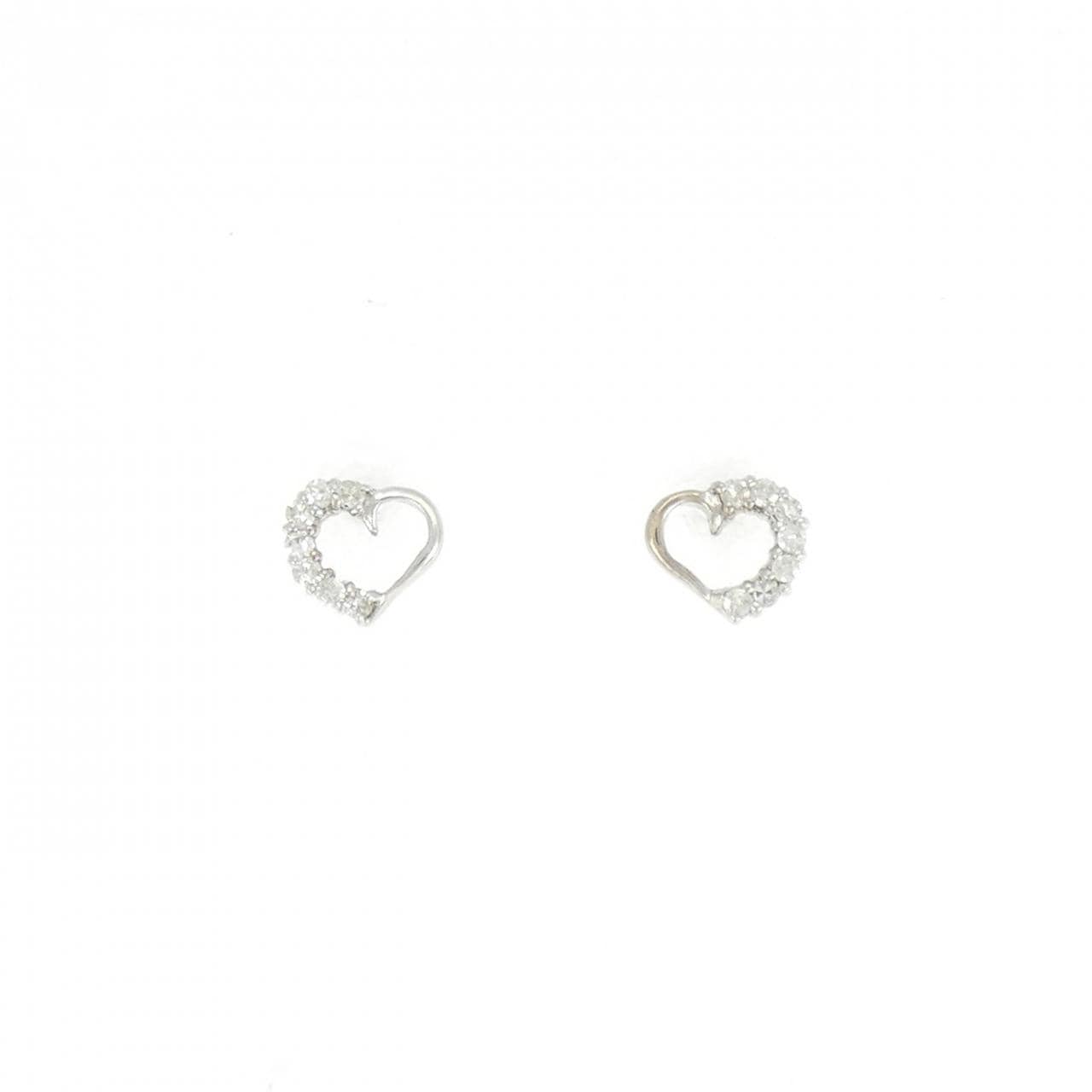 K18WG ハート ダイヤモンド ピアス 0.10CT