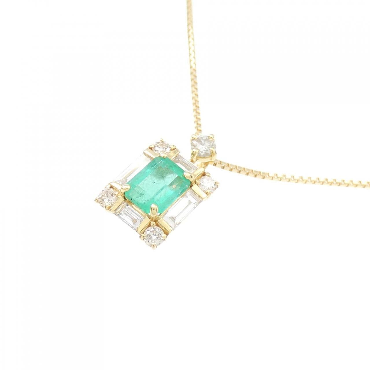 [BRAND NEW] K18YG emerald necklace 0.32CT