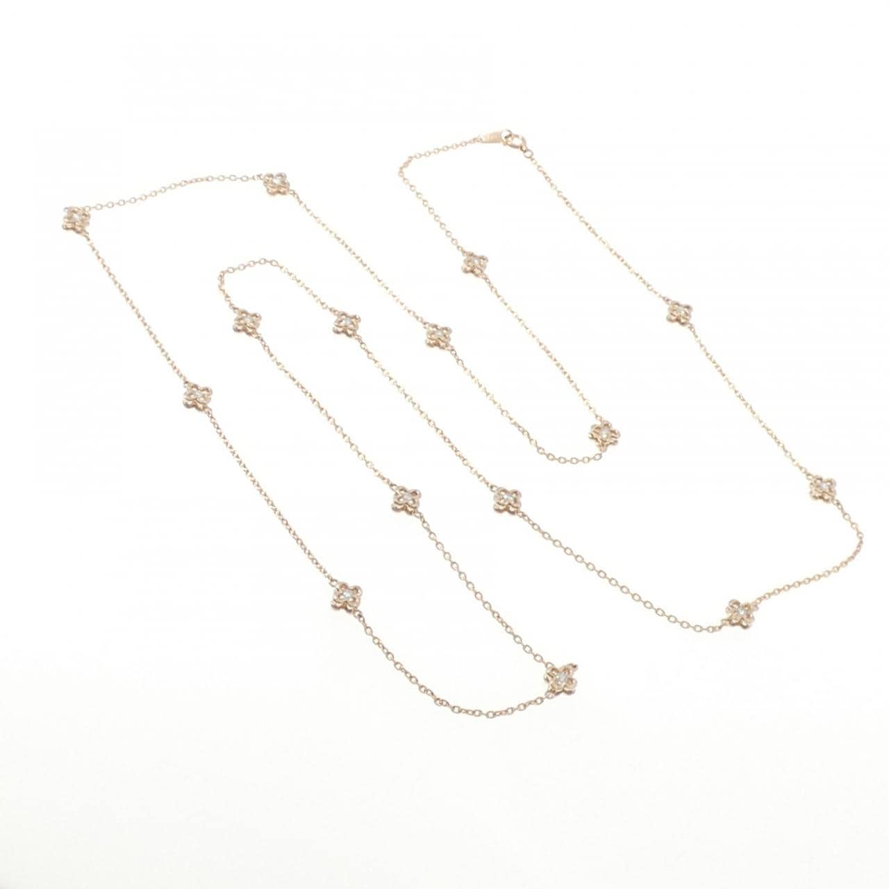 K18PG フラワー ダイヤモンド ネックレス 0.89CT