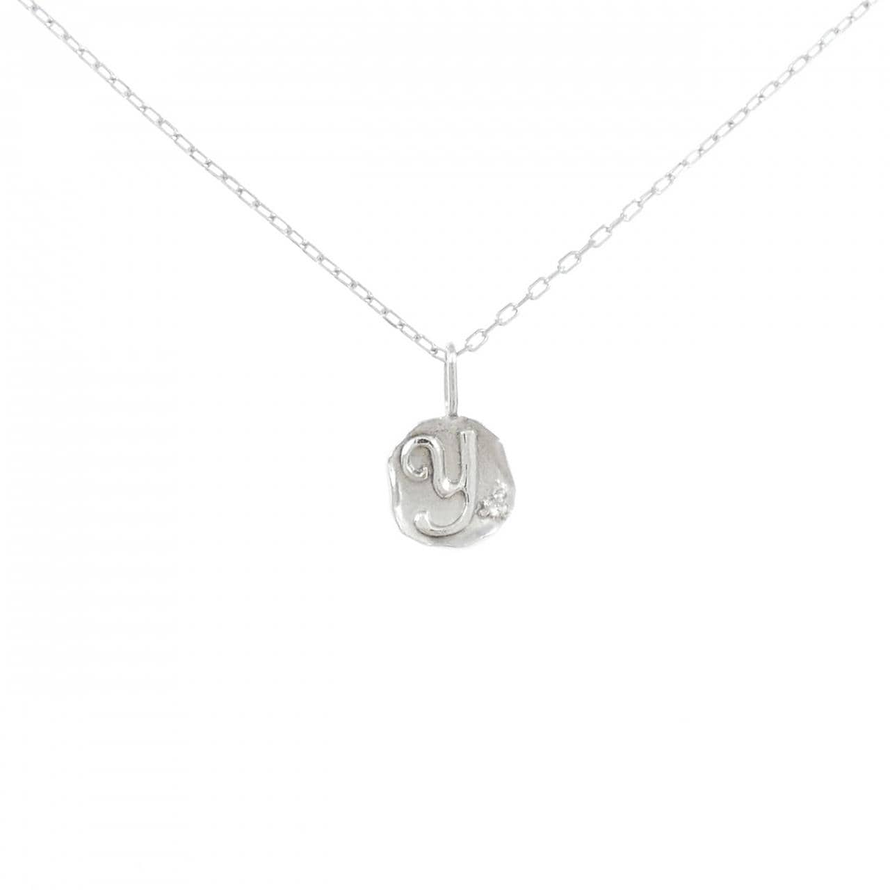 K10WG Initial Y Diamond Necklace 0.005CT
