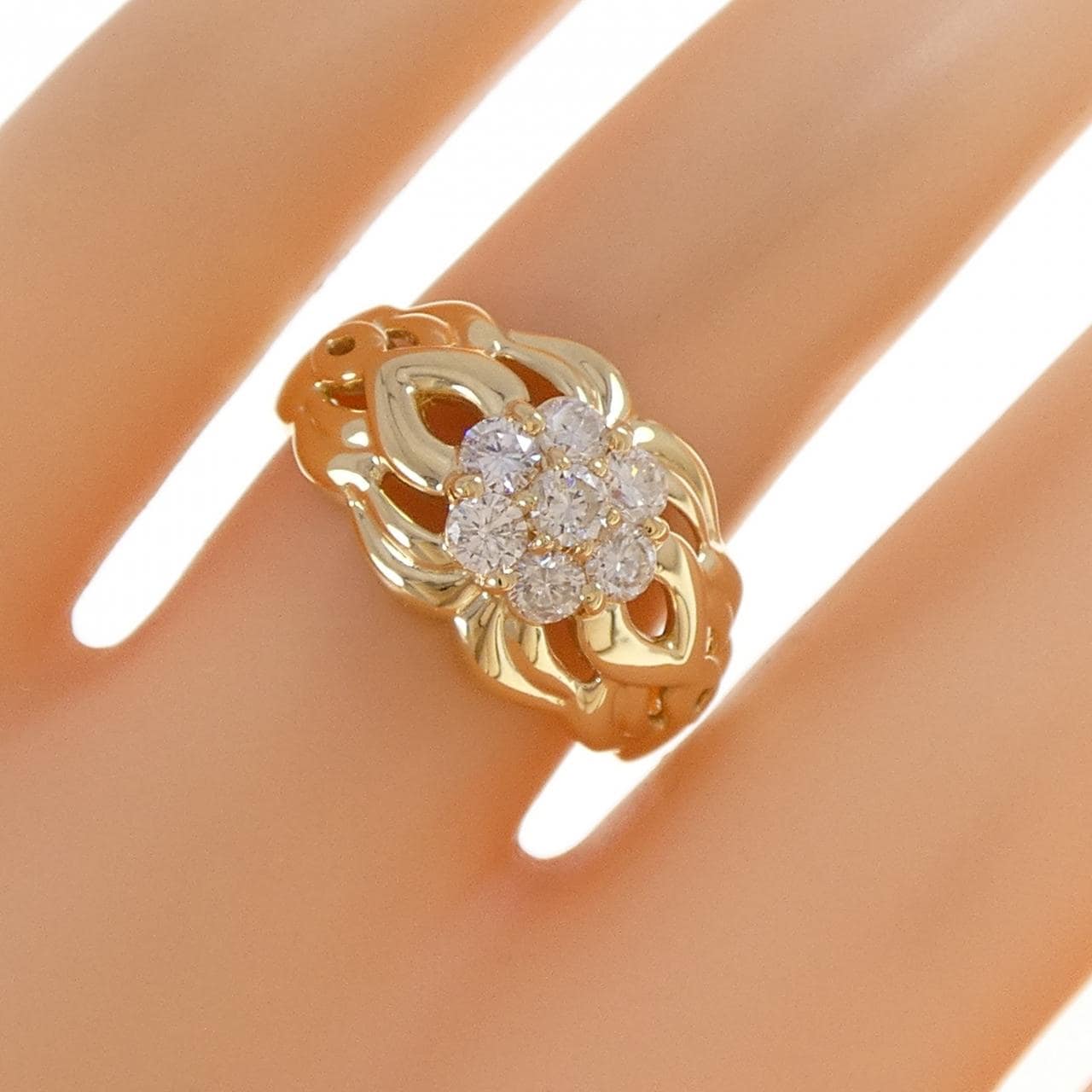 K18YG フラワー ダイヤモンド リング 0.52CT