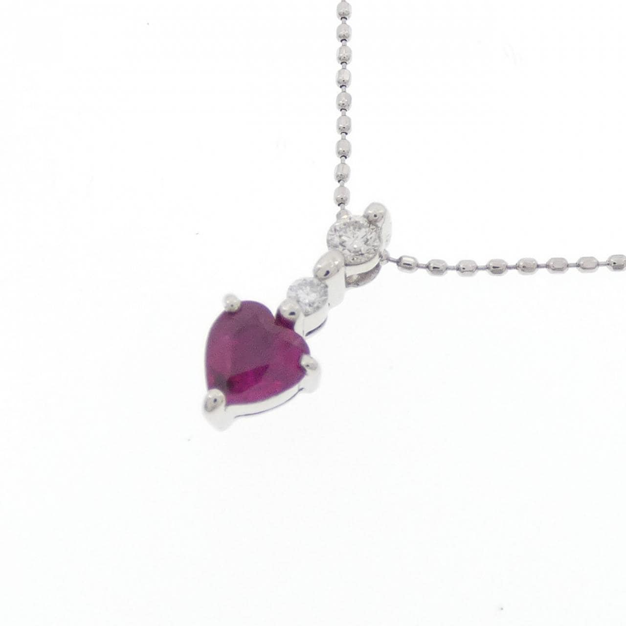 PT900/PT850 ハート ルビー ネックレス 0.36CT