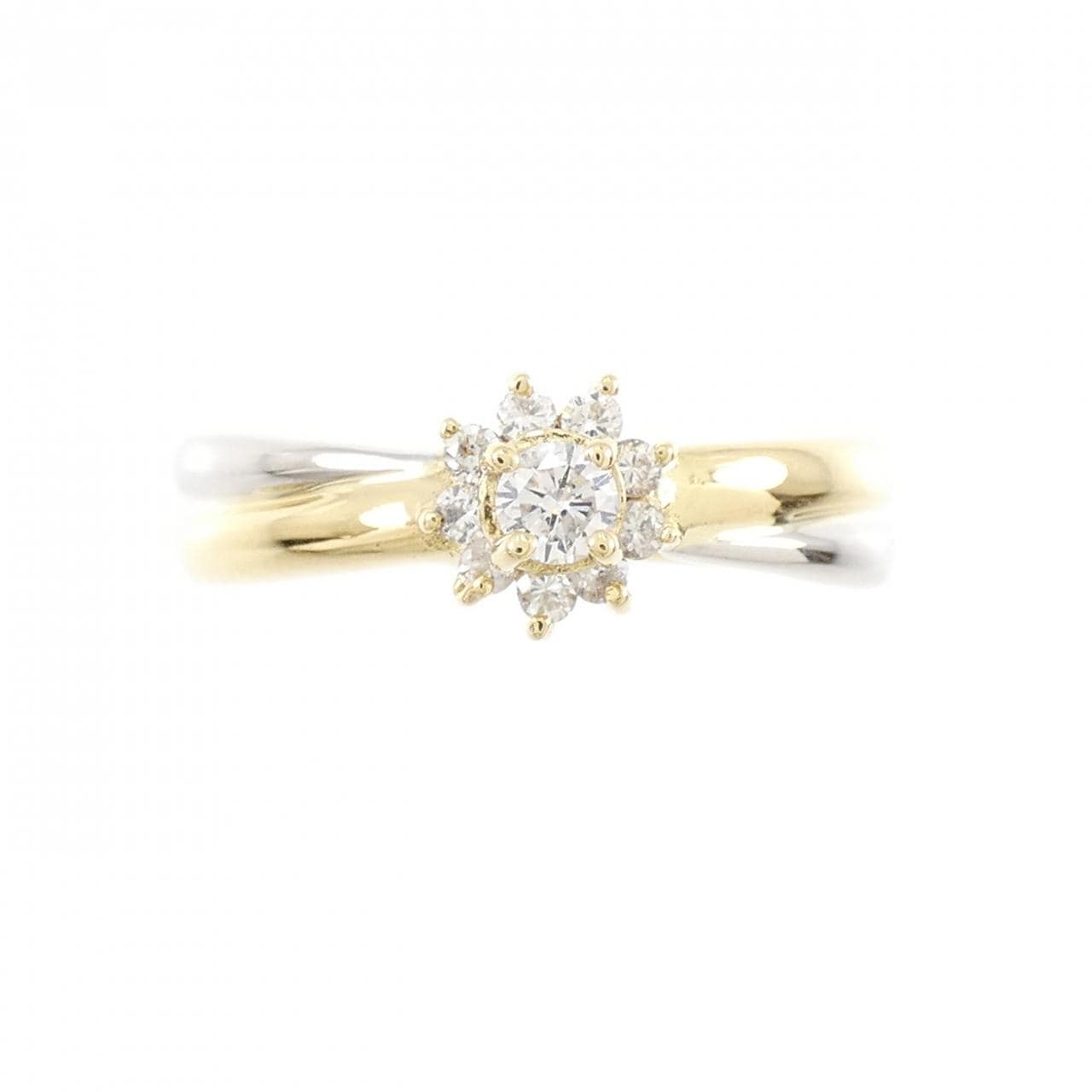 K18YG/PT ダイヤモンド リング 0.18CT