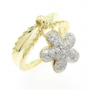 K18YG/PT900 フラワー ダイヤモンド リング 0.17CT