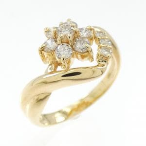 K18YG フラワー ダイヤモンド リング 0.50CT