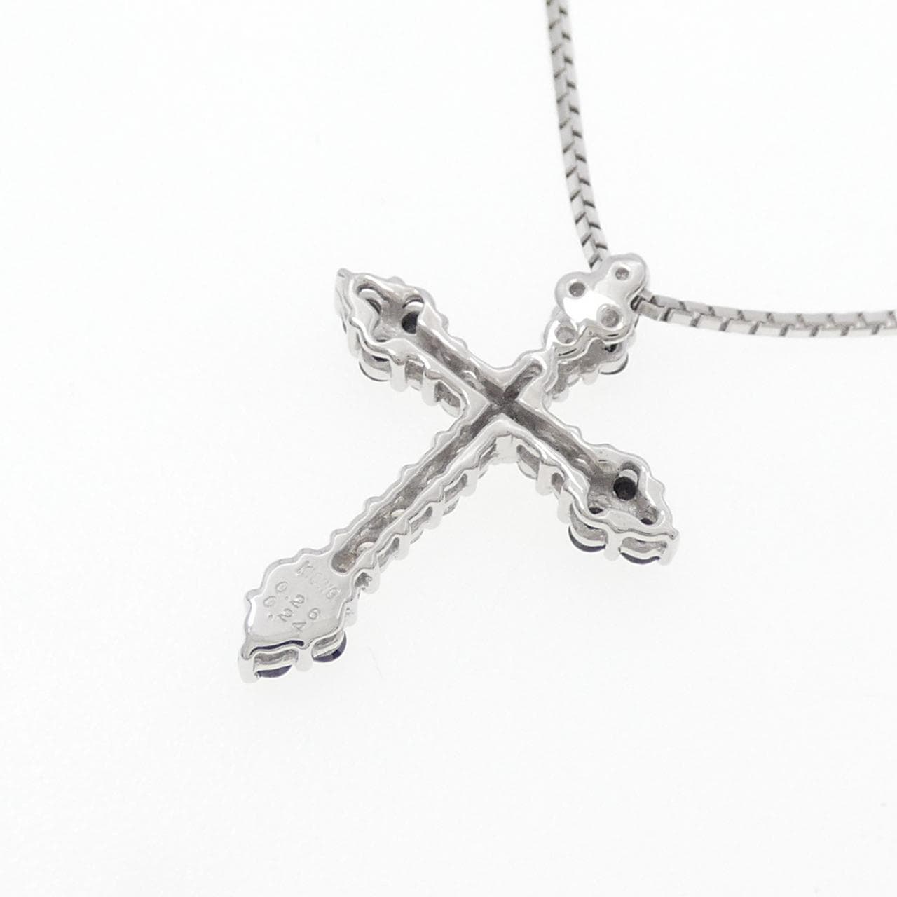 K18WG クロス ダイヤモンド ネックレス 0.26CT