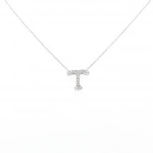 K18WG イニシャルT ダイヤモンド ネックレス 0.14CT