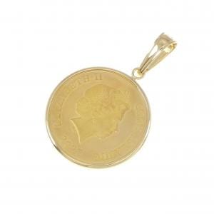 K18YG frame coin pendant