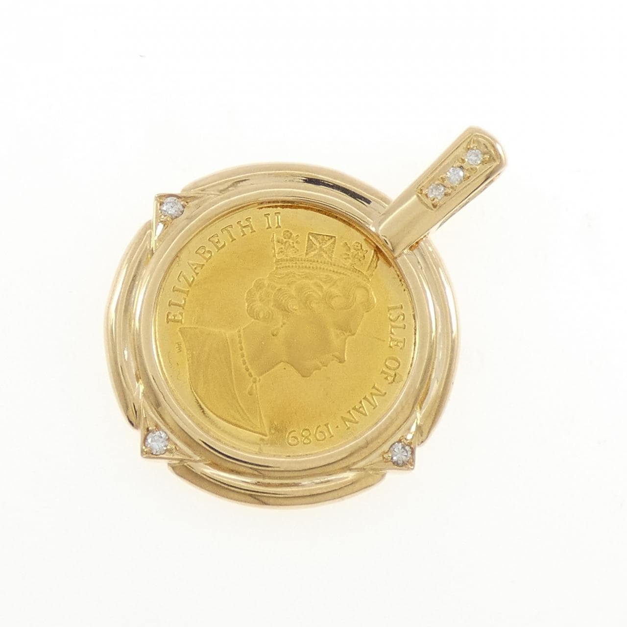 K18YG(枠) ダイヤモンド コイン 0.12CT
