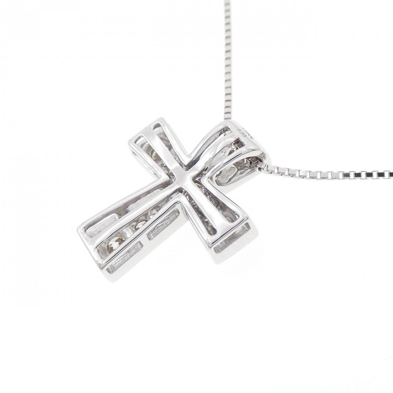 K18WG クロス ダイヤモンド ネックレス 0.55CT