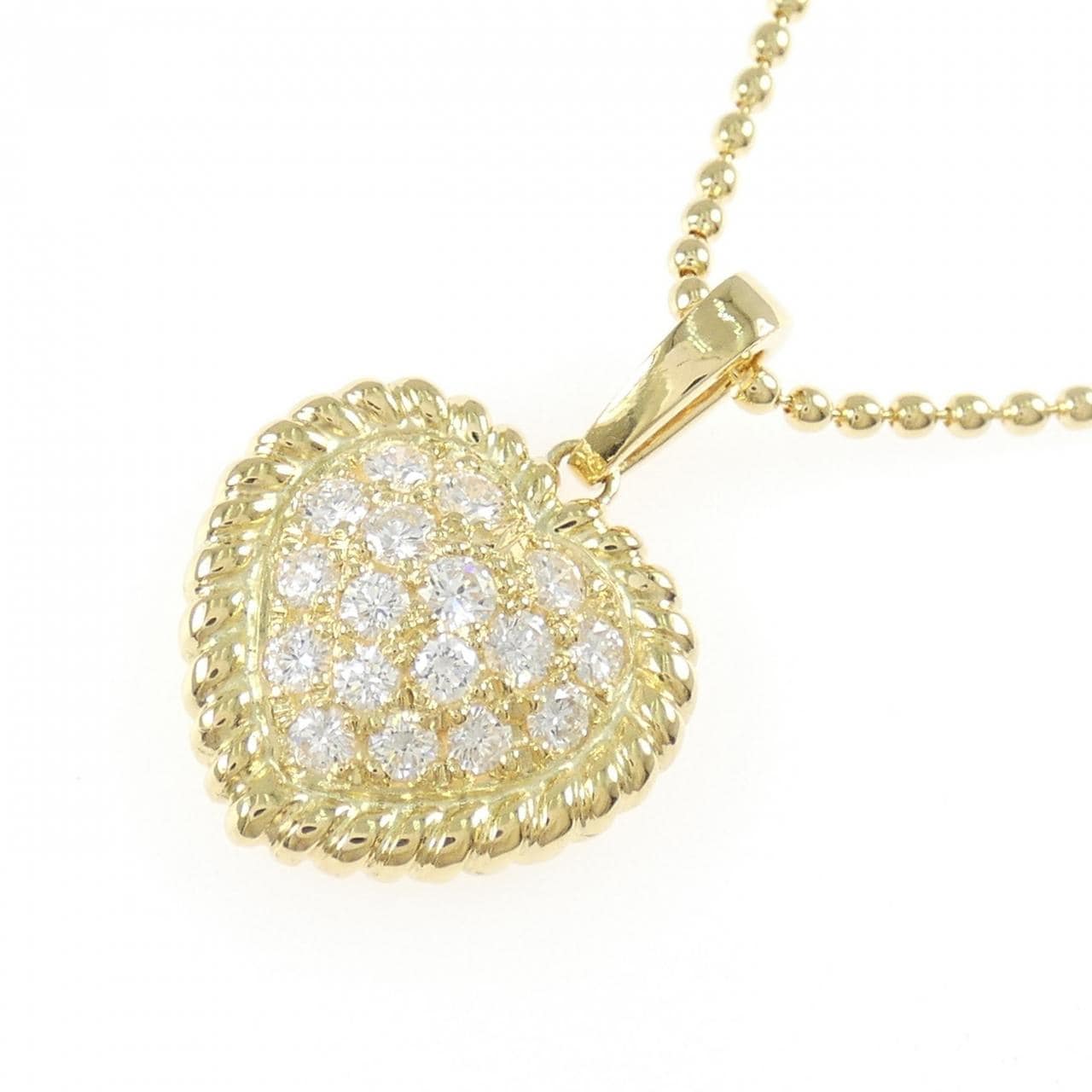 750YG ハート ダイヤモンド ネックレス