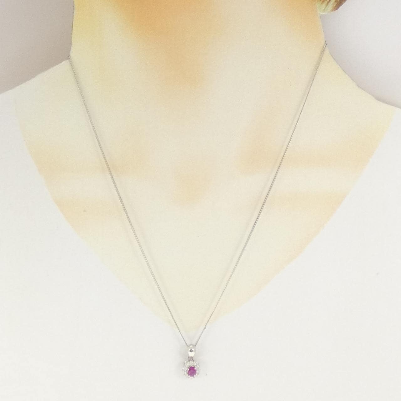 PT900/PT850 ルビー ネックレス 0.3CT