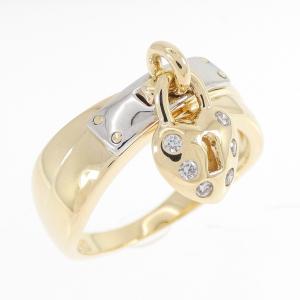 K18YG/PT900 ハート×カデナ ダイヤモンド リング 0.07CT