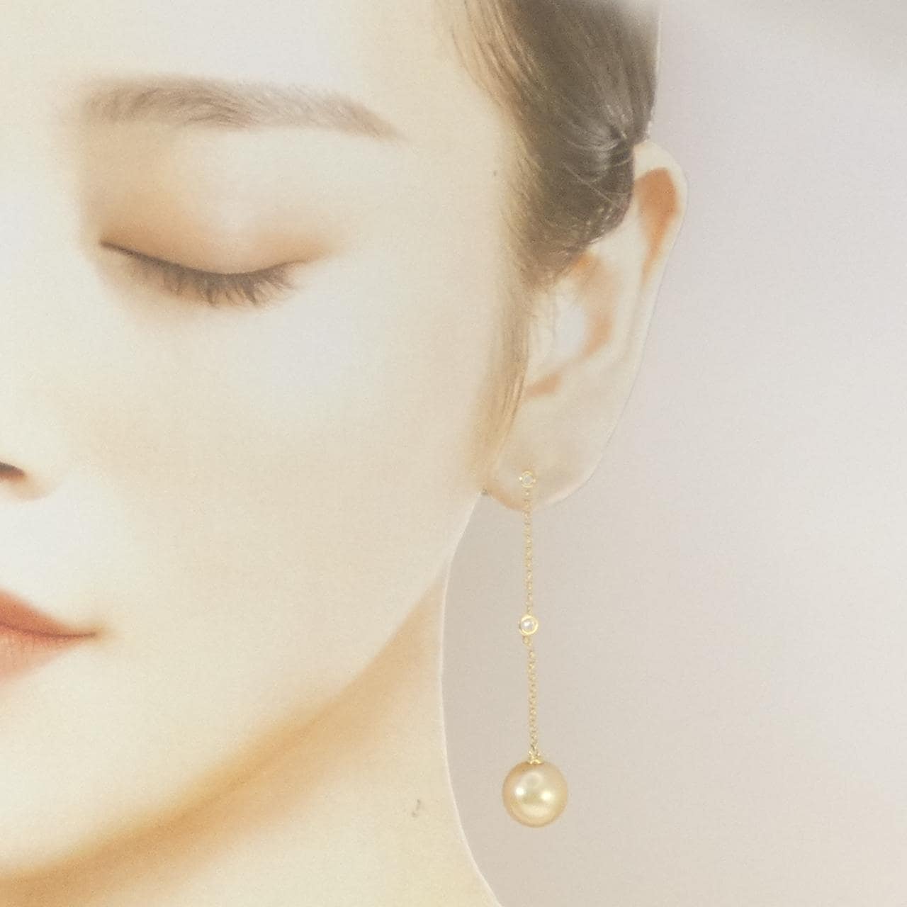 K18YG 白蝶パール ピアス 12mm