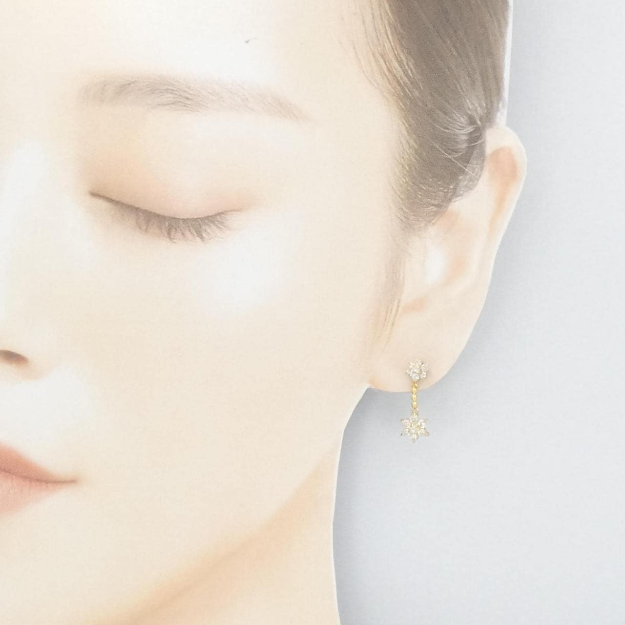 K18YG フラワー ダイヤモンド ピアス 1.00CT