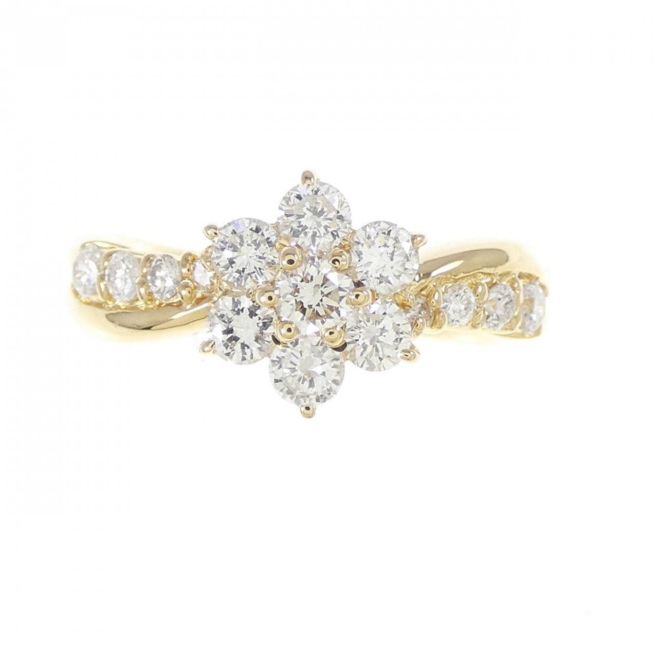 K18YG フラワー ダイヤモンド リング 0.72CT
