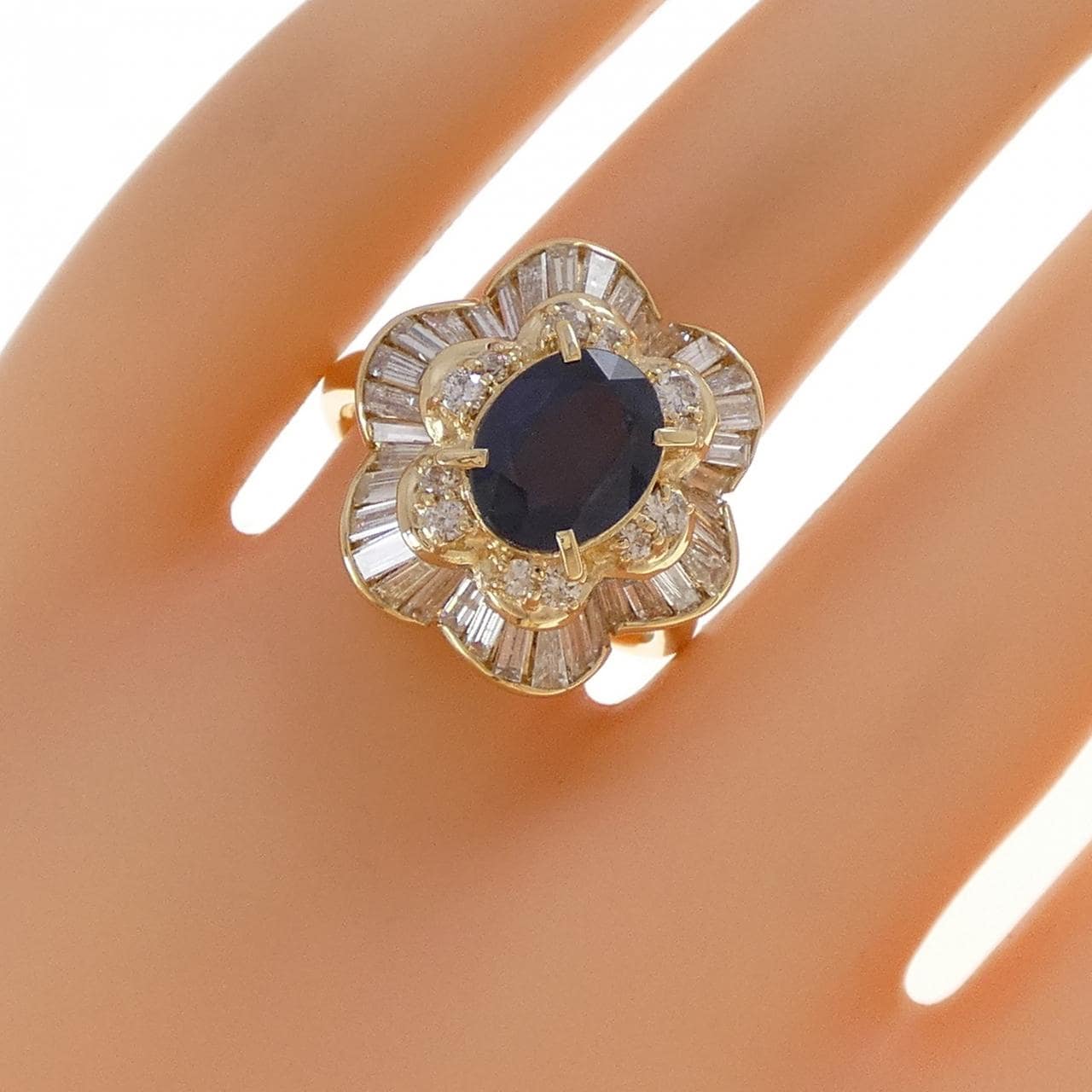 K18YG フラワー サファイヤ リング 2.29CT