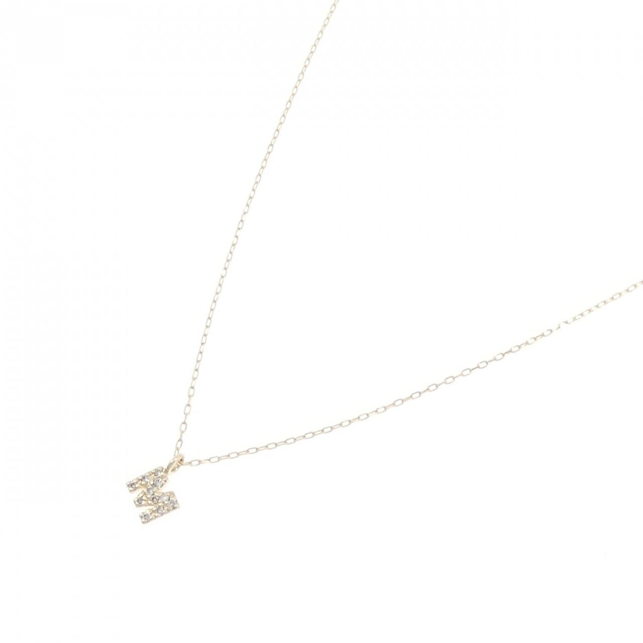 K10YG イニシャルM ダイヤモンド ネックレス 0.03CT