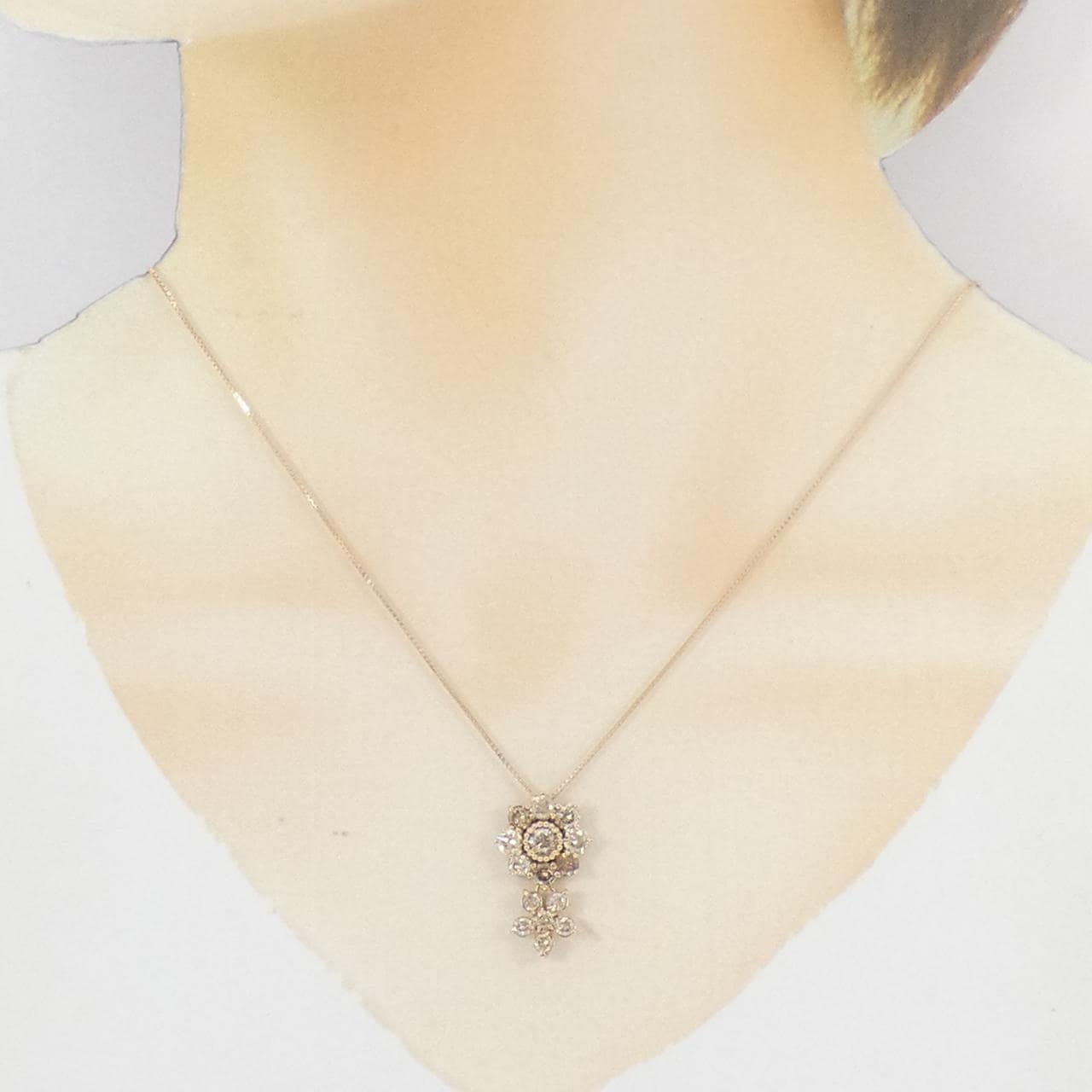 K18PG フラワー ダイヤモンド ネックレス 2.00CT