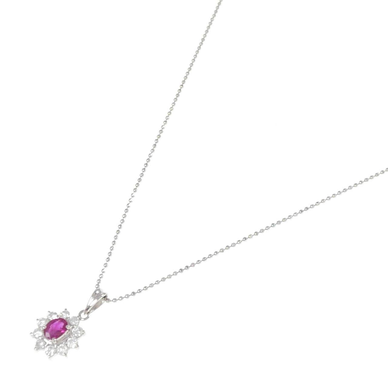 PT900/PT850 ルビー ネックレス 0.41CT