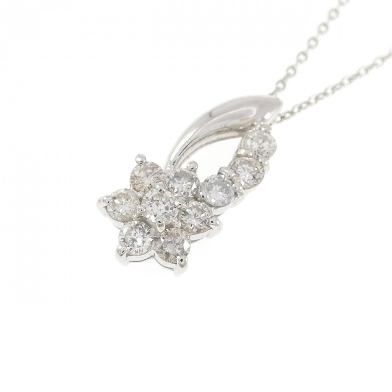 PT900/PT850 フラワー ダイヤモンド ネックレス 0.50CT
