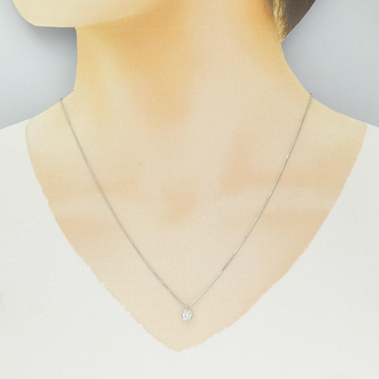 PT900/PT850 ソリティア ダイヤモンド ネックレス 0.322CT