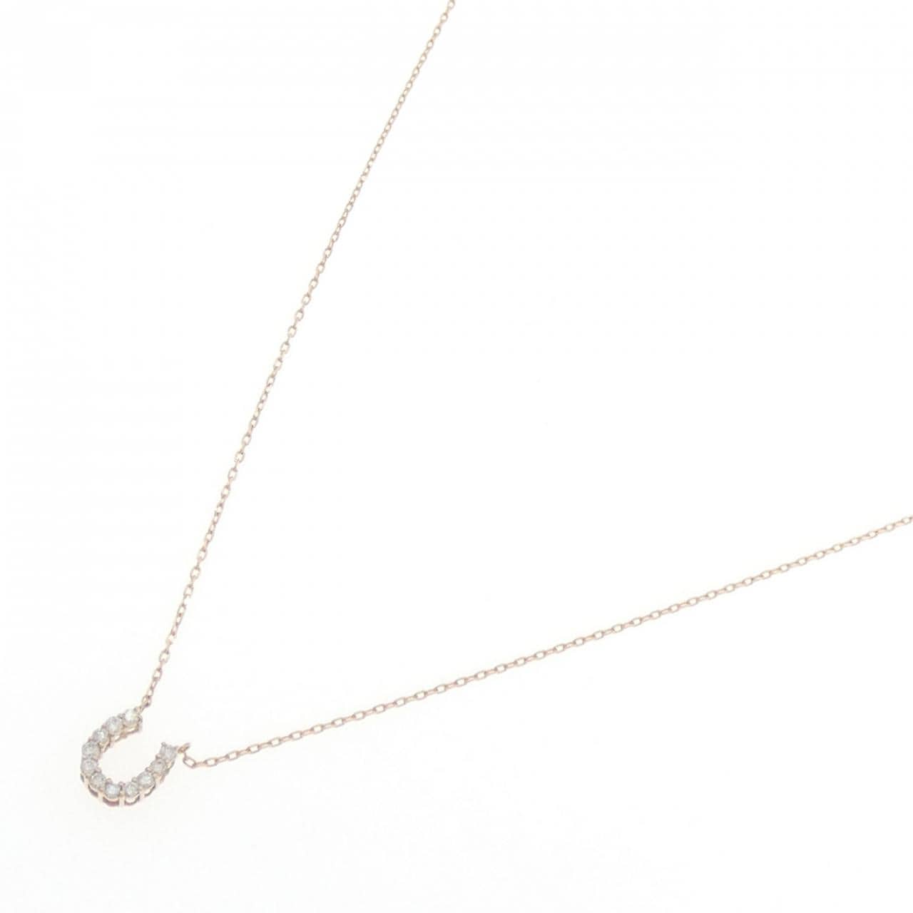 K18PG ホースシュー ダイヤモンド ネックレス 0.07CT