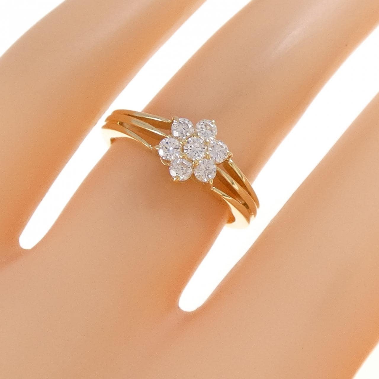K18YG フラワー ダイヤモンド リング 0.32CT