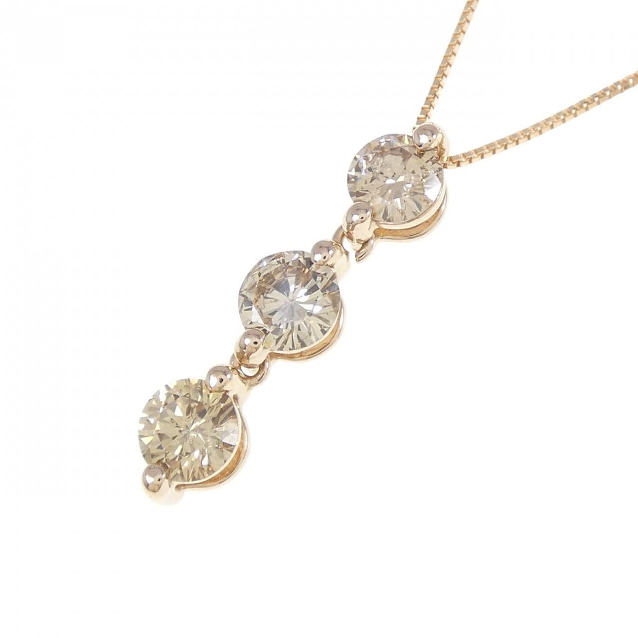 K18PG スリーストーン ダイヤモンド ネックレス 1.00CT