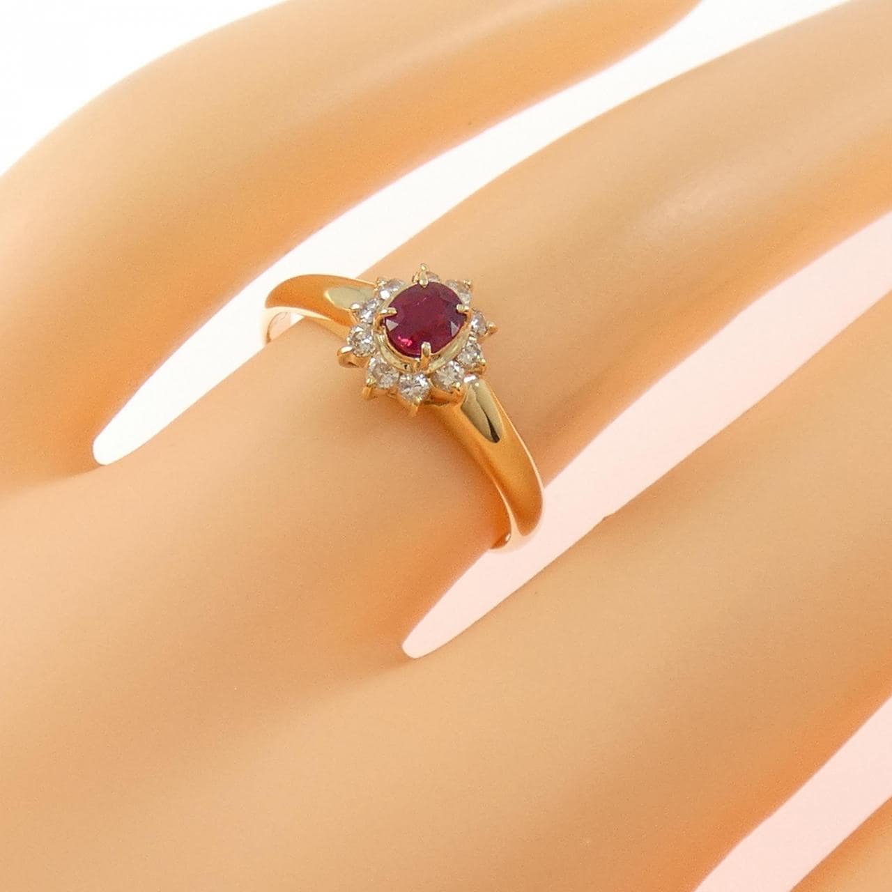 K18YG ルビー リング 0.28CT