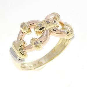 K18YG/PT900/K18PG ダイヤモンド リング 0.04CT
