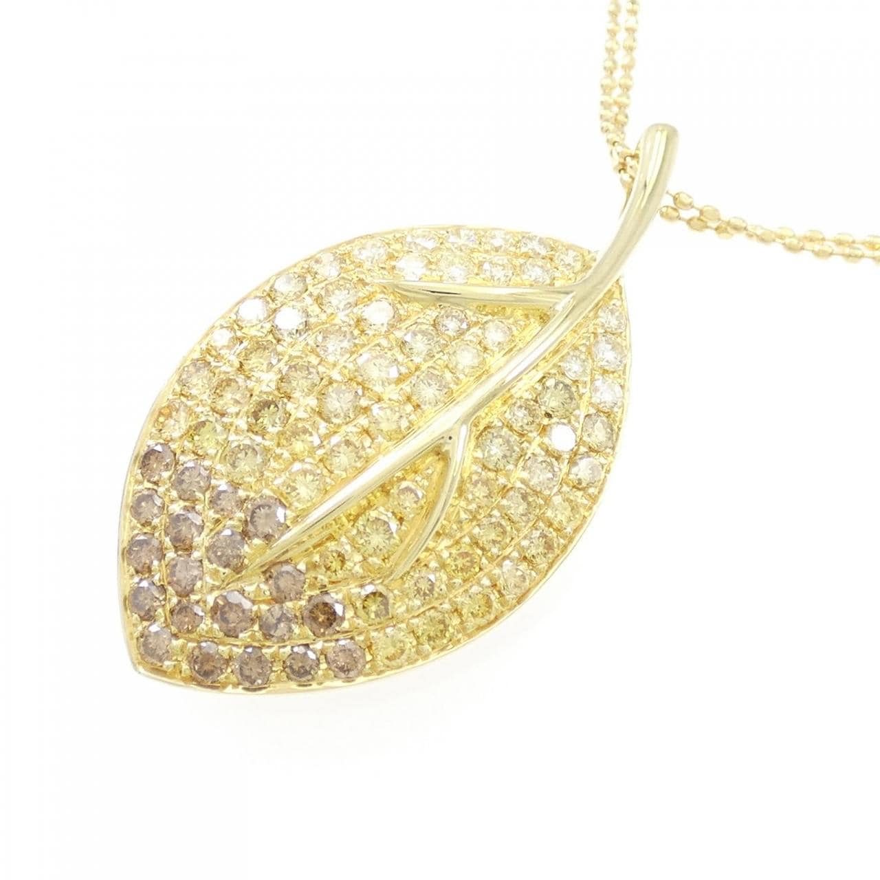 K18YG leaf Diamond necklace 1.49CT
