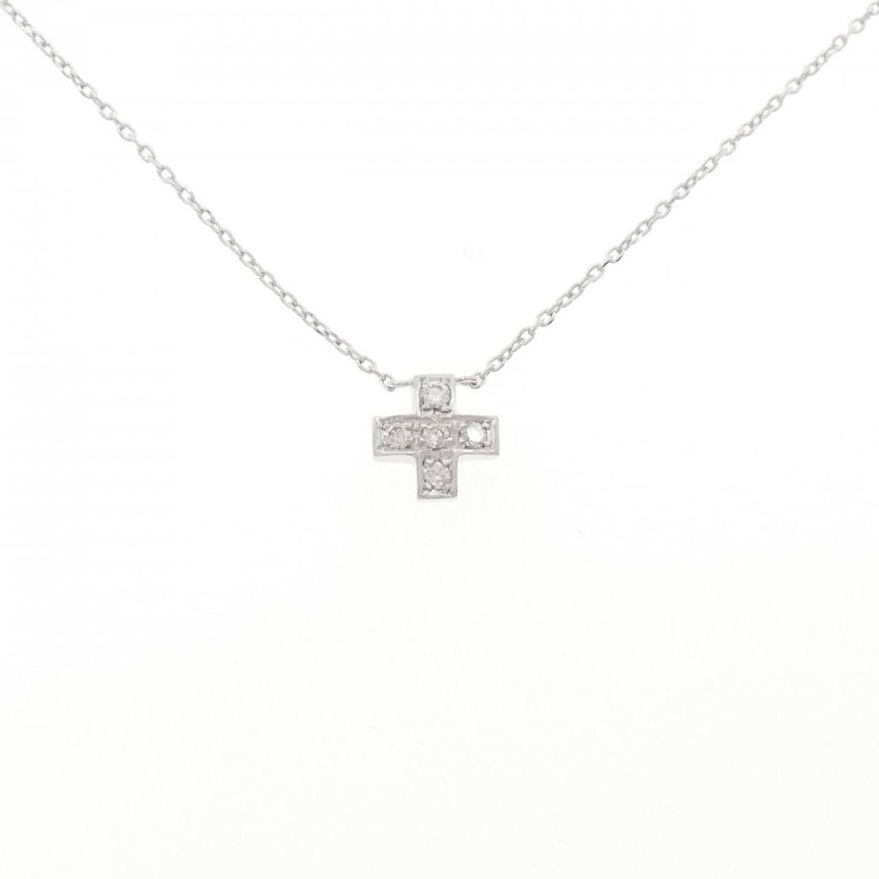 K18WG クロス ダイヤモンド ネックレス 0.10CT