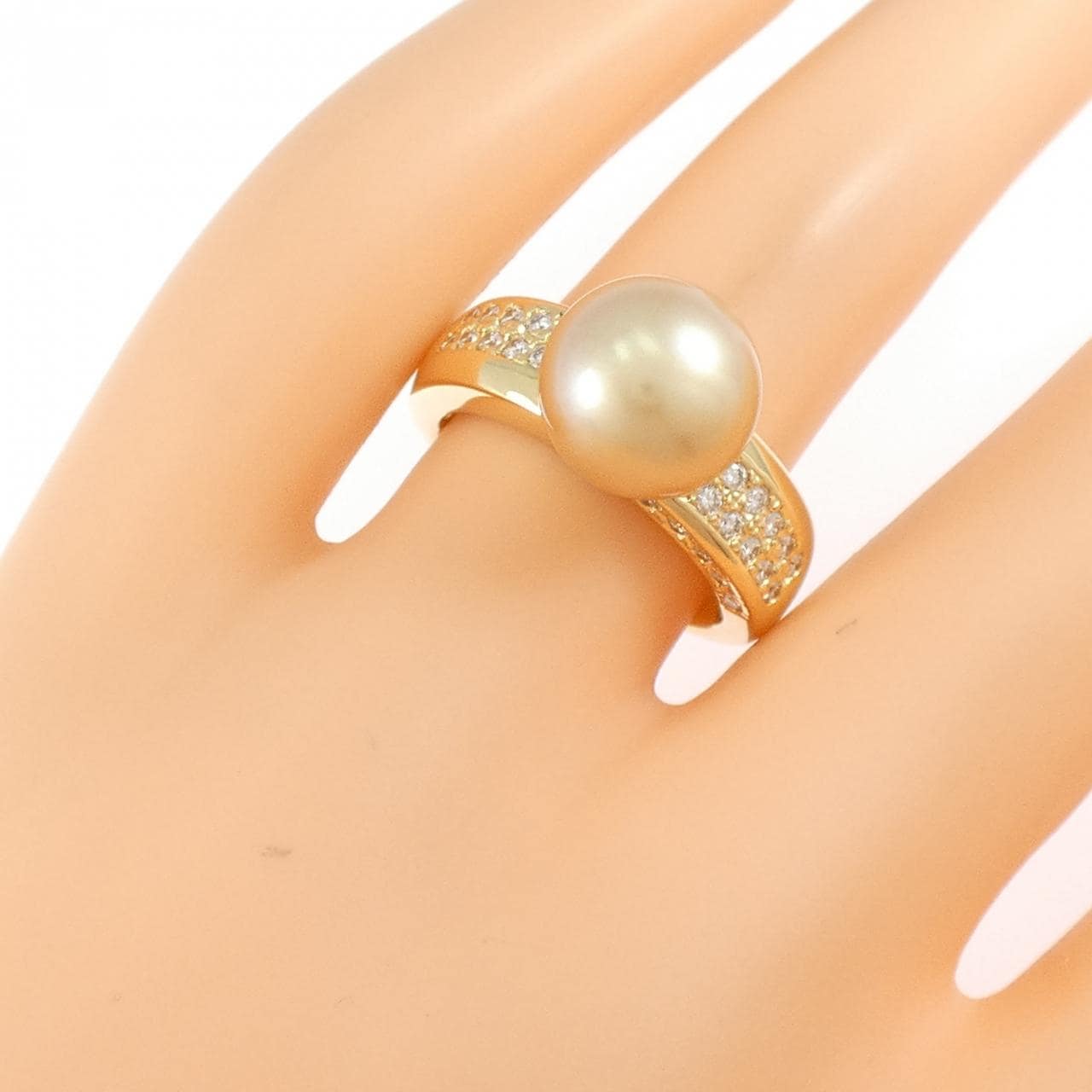 K18YG 白蝶パール リング 10.1mm