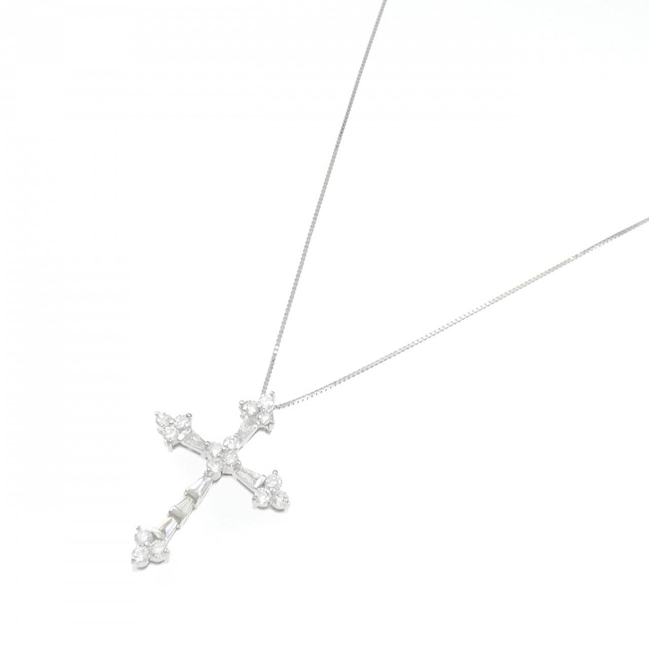 K18WG クロス ダイヤモンド ネックレス 1.00CT