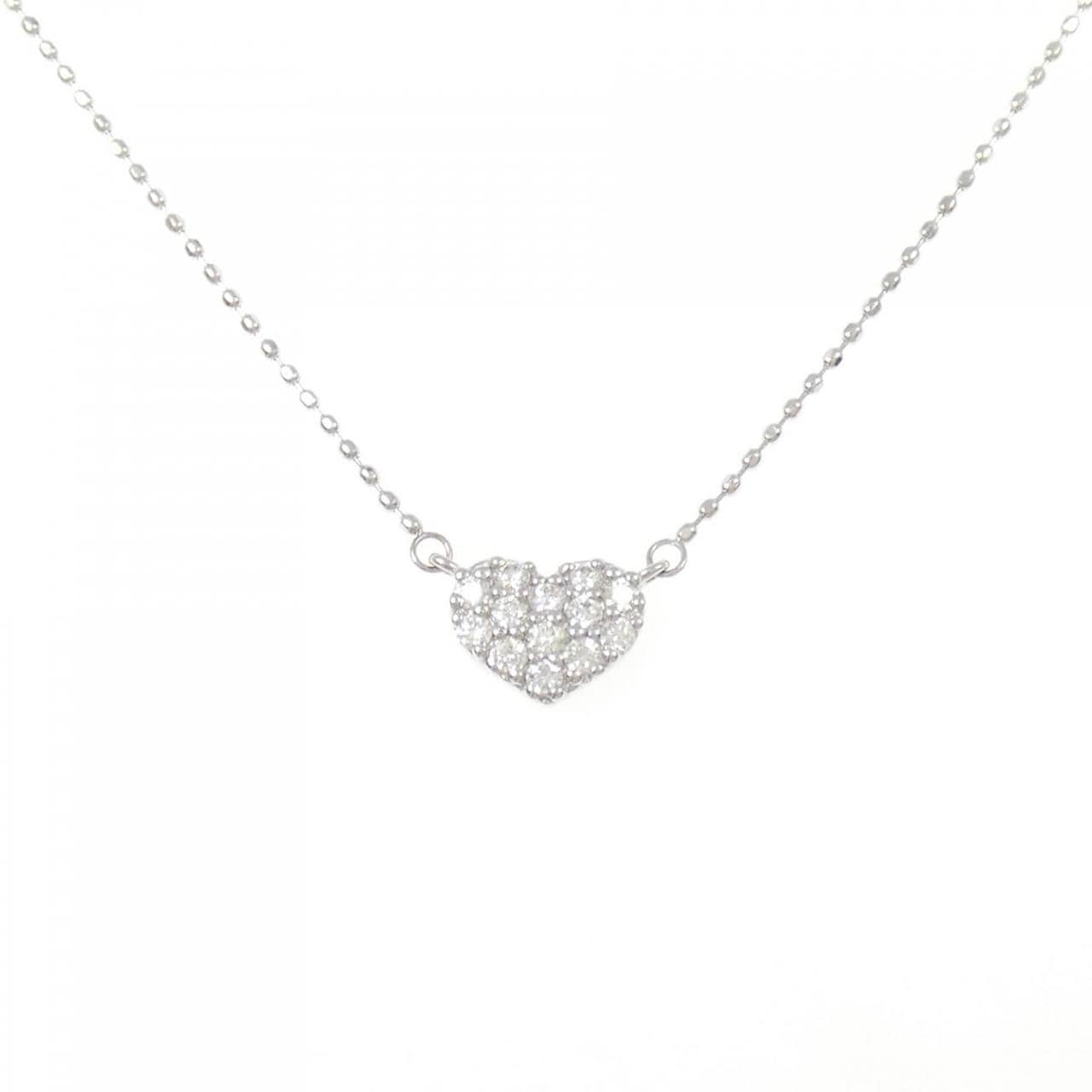 K10WG ハート パヴェ ダイヤモンド ネックレス 0.15CT