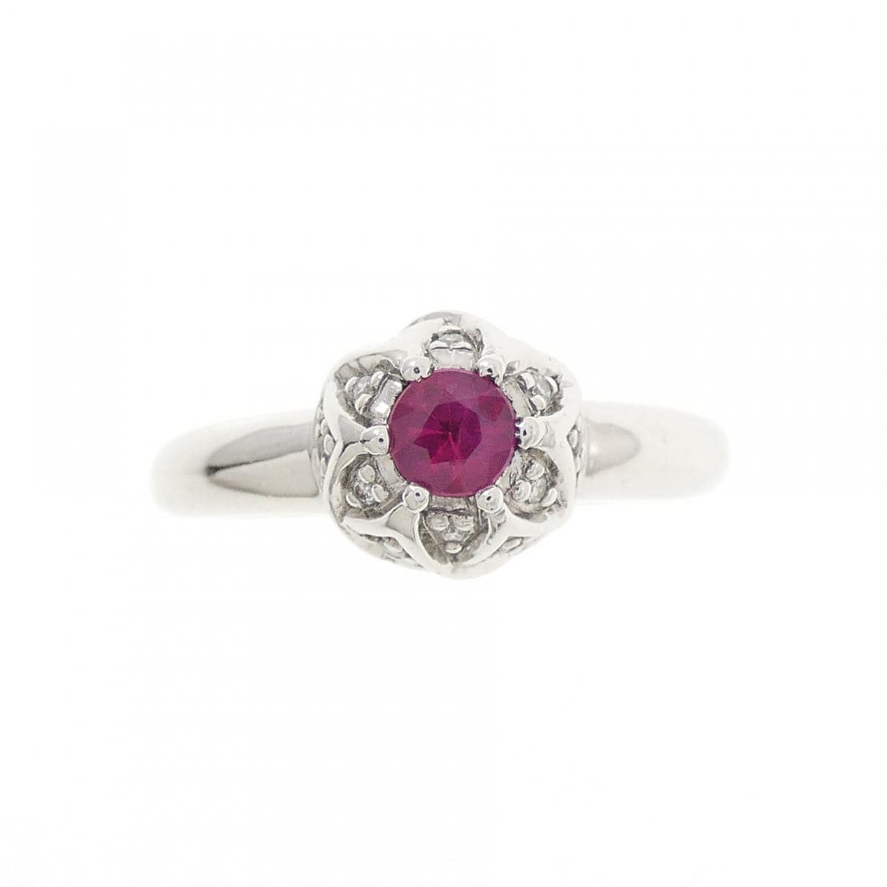 K18WG ルビー リング 0.25CT