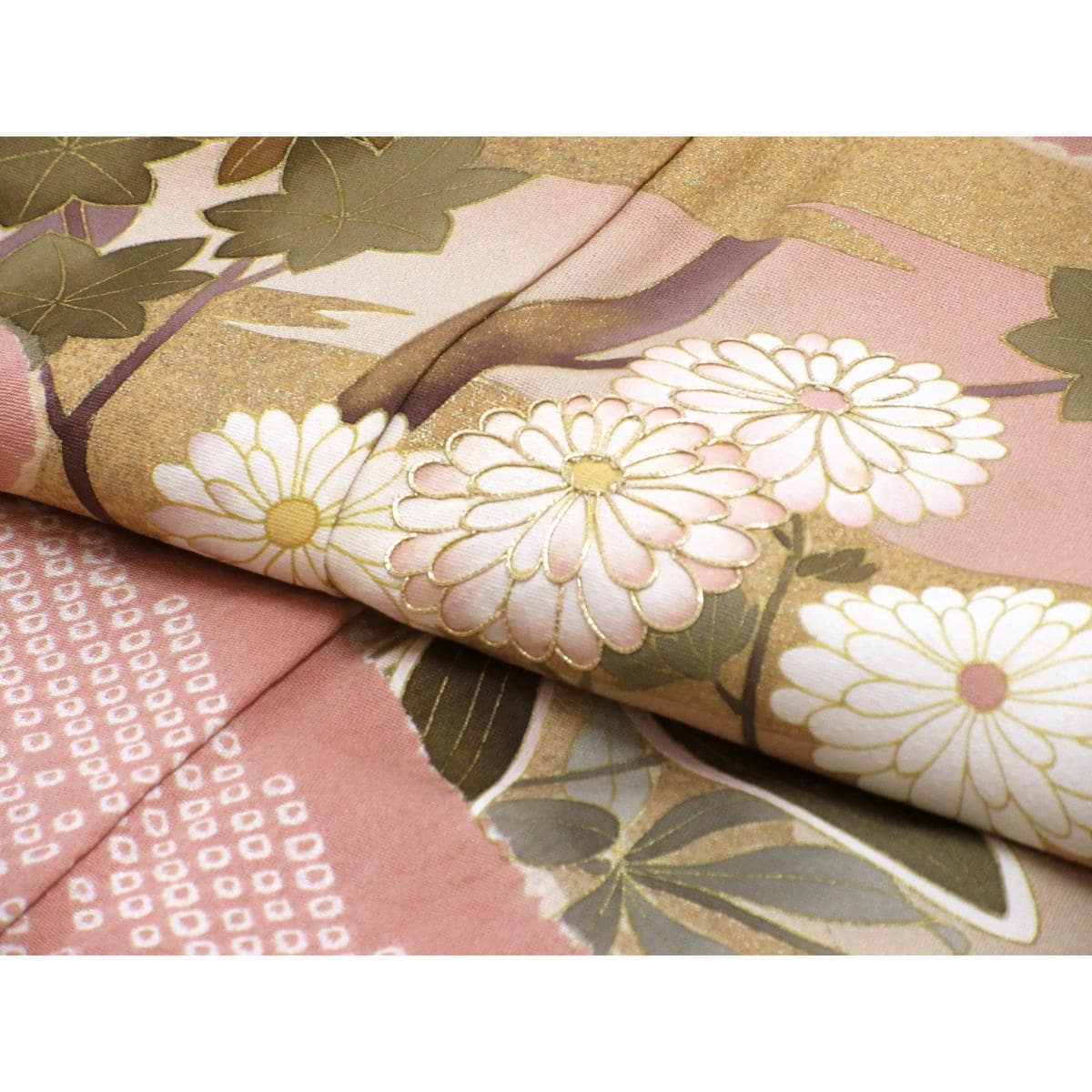 訪問着　友禅金彩加工　刺繍入り絞り加工　ボカシ染