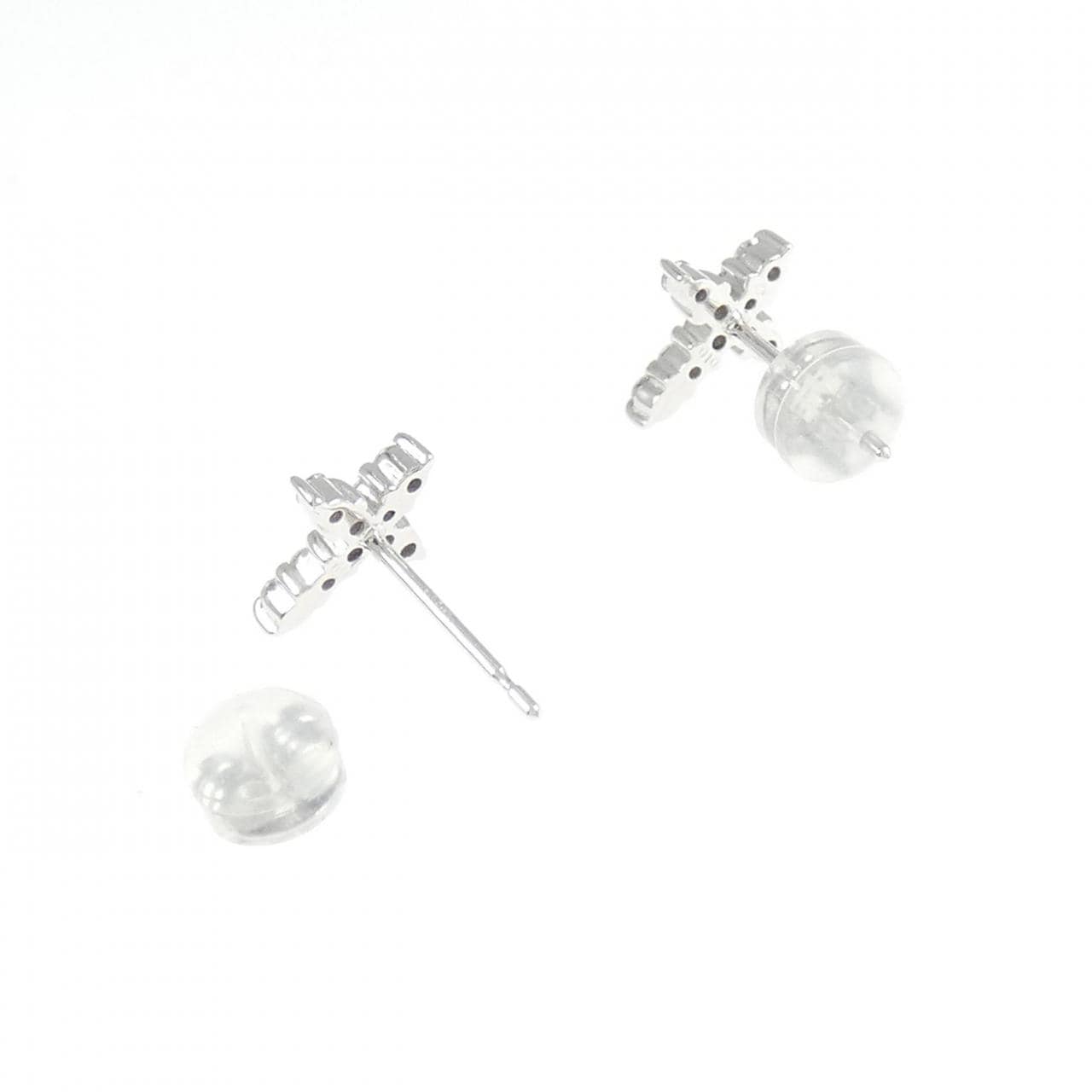 K14WG クロス ダイヤモンド ピアス