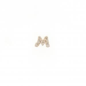 K18PG イニシャルM ダイヤモンド ピアス 0.05CT 片耳