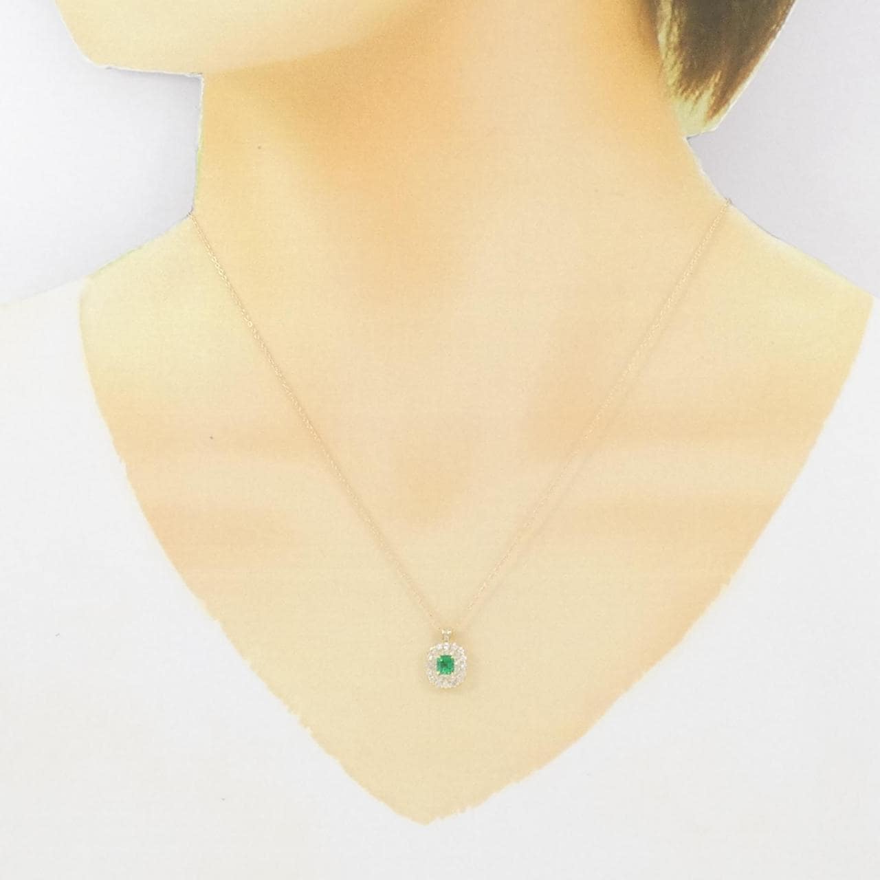 [BRAND NEW] K18YG emerald necklace 0.23CT