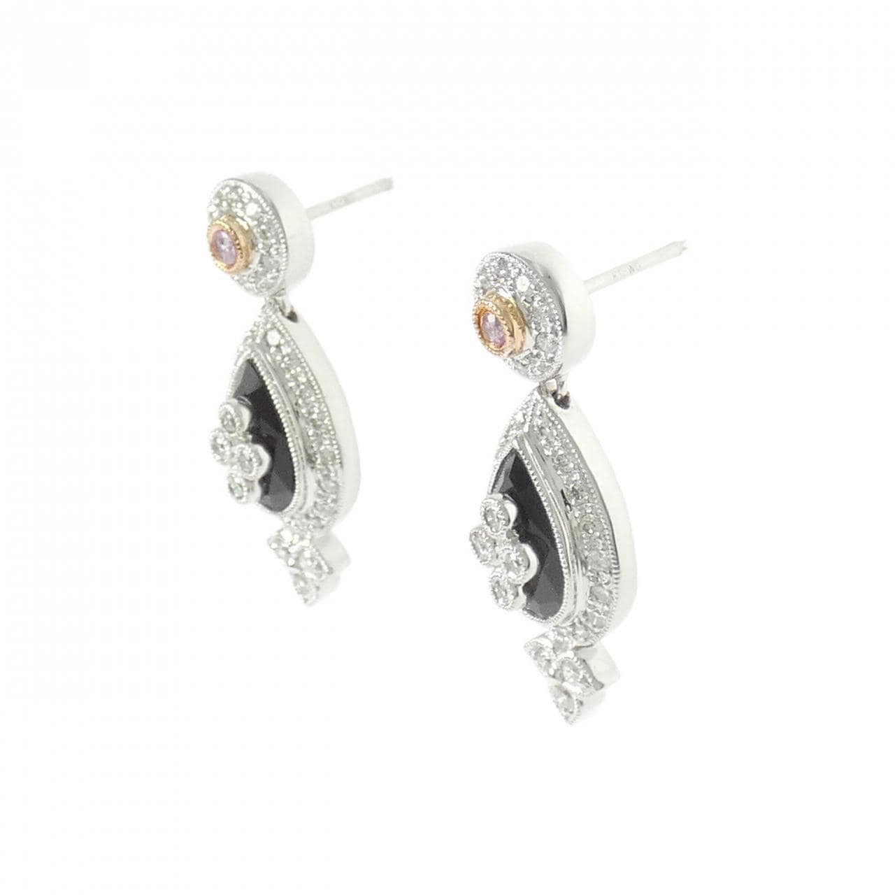 K18WG/K18PG color stone earrings