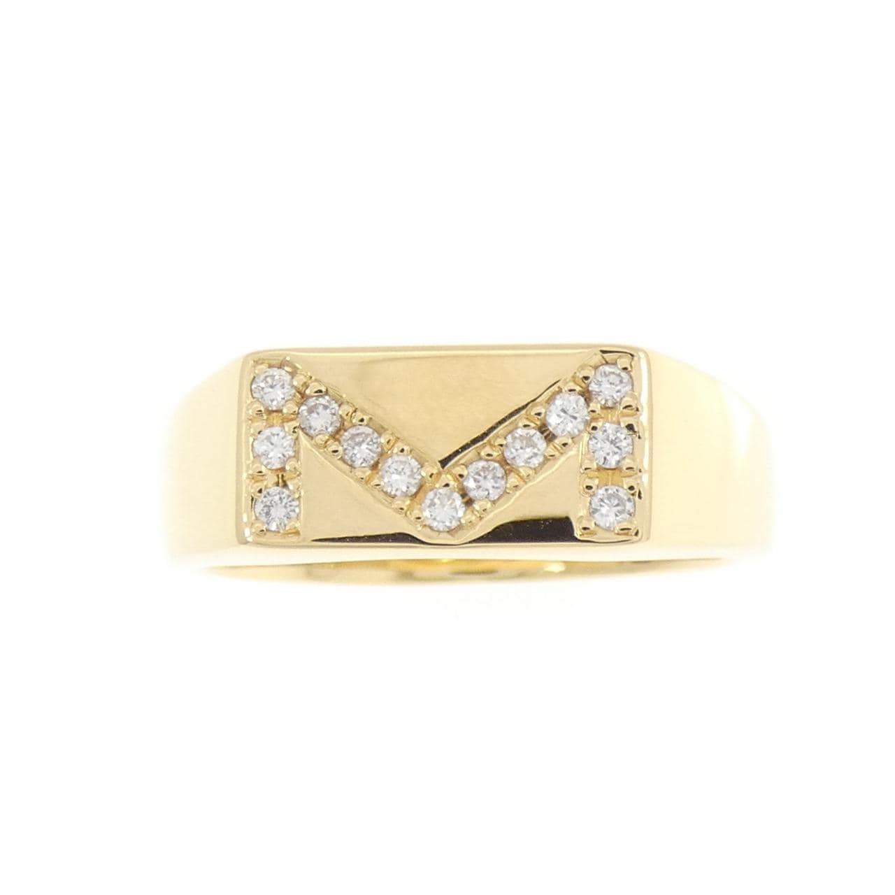 K18YG イニシャルM ダイヤモンド リング 0.13CT