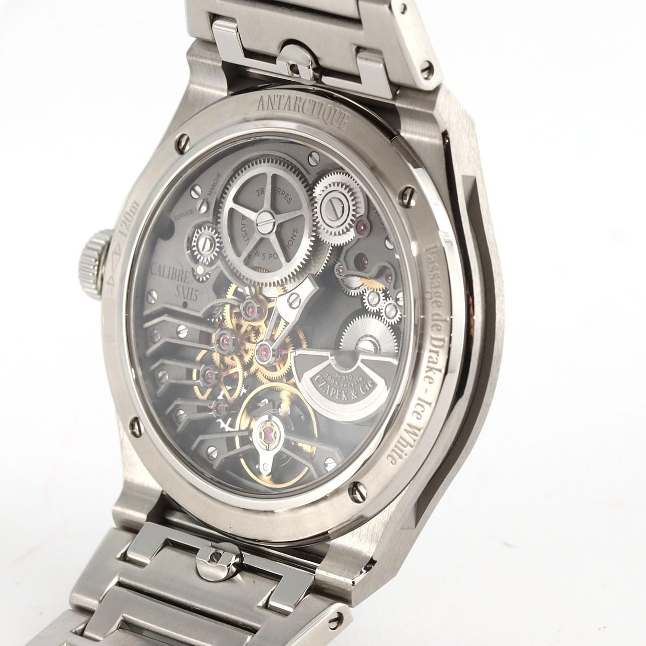 [未使用品] CZAPEK Antarctic Passage de Drake 冰白色 ICE WHITE 12 RED TIP HAND SS自動上弦