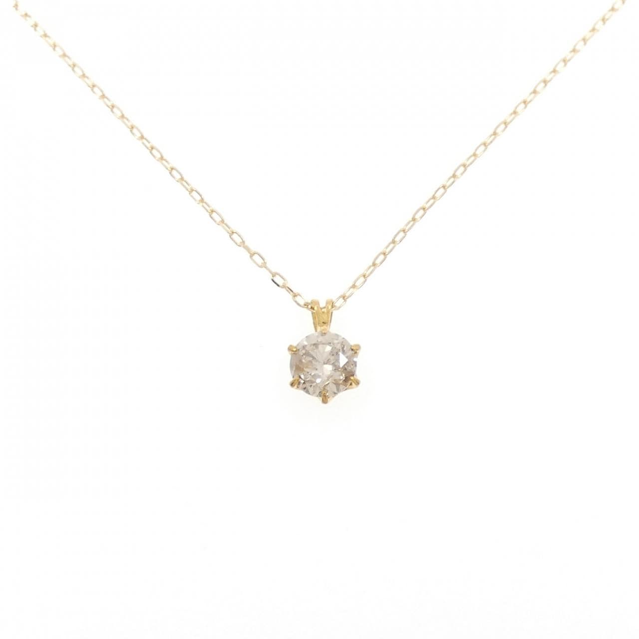 K24YG/K18YG ソリティア ダイヤモンド ネックレス 0.7CT