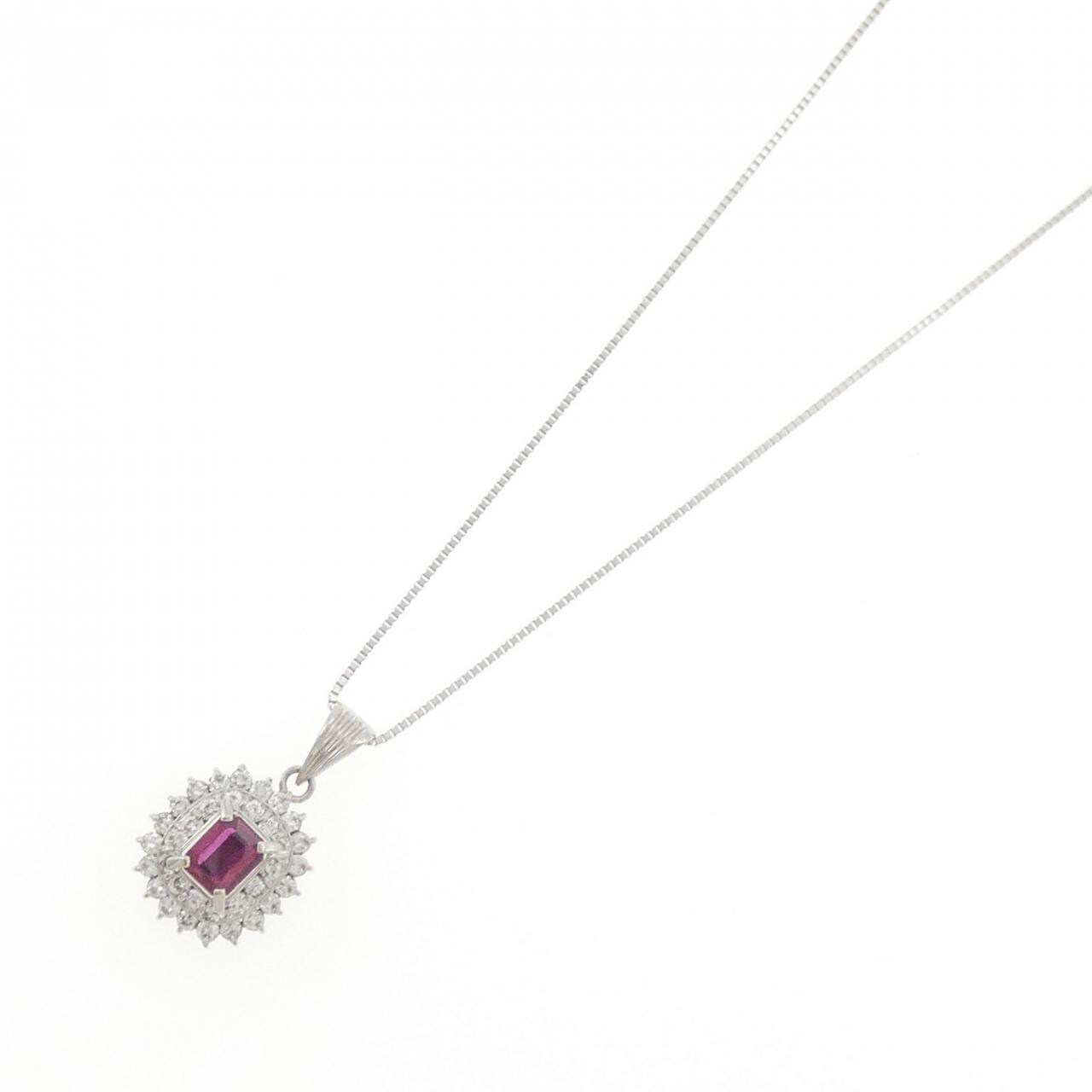 PT900/PT850 ルビー ネックレス 0.52CT