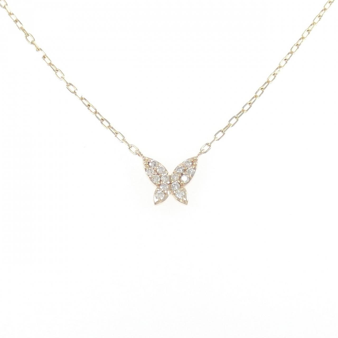 K10YG バタフライ ダイヤモンド ネックレス 0.09CT