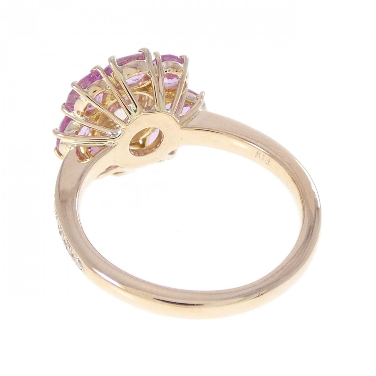 K18PG フラワー ダイヤモンド リング 1.143CT